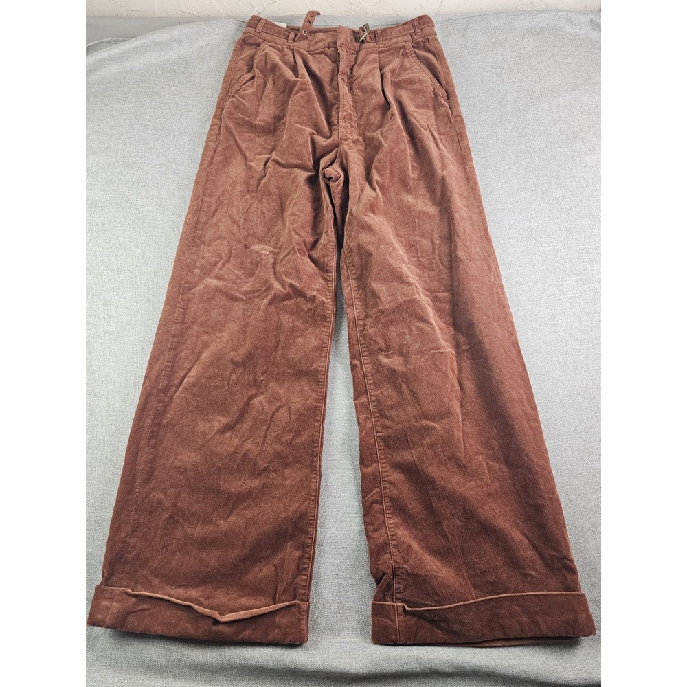 MOTHER The Big-League Prep Cuff Heel Corduroy Pants 30 Brown Hopscotch Wash Belt